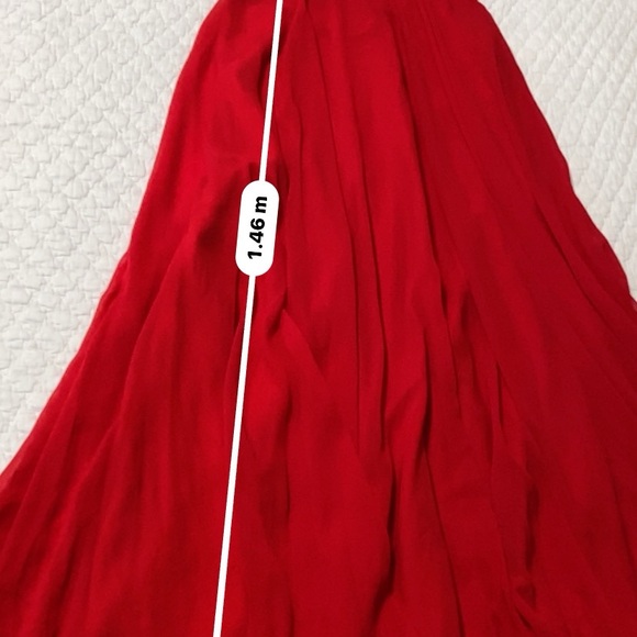 “Camille La Vie” Red Chiffon Embellished Sweetheart neckline gown. - Picture 9 of 9